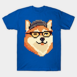 Shiba Inu Pixel Art Dog Lover Retro T-Shirt